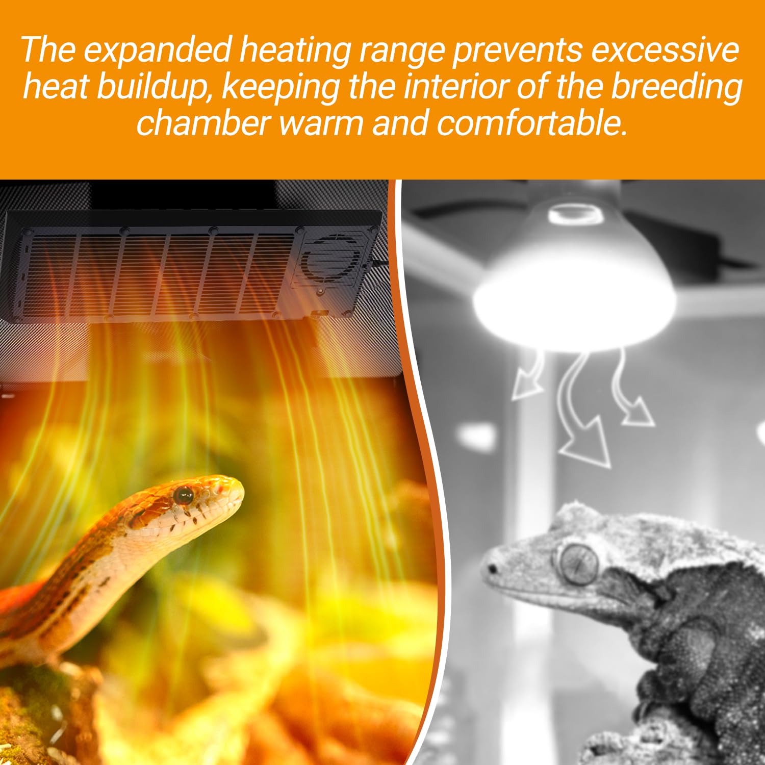Reptile Heat Panel Einstellbare Temperatur Reptilien Heizpaneel Ventilator für Terrarien Energieeffizient & Nicht Licht Reptilien Heizplatte für Schlangen, Schopfgecko, Leopard und Amphibien