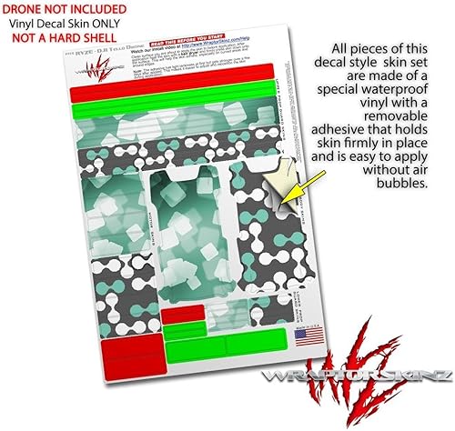 Miniatura 4 de Paquete de 2 calcomanías para DJI Ryze Tello Drone Bokeh Squared Seafoam Green Drone no incluido