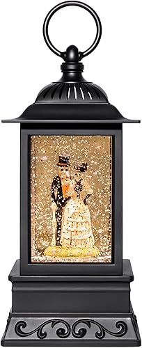 Farol de Halloween con purpurina de esqueleto para novia y novio de 10.5 pulgadas, decoración de Halloween para interiores, decoración de Halloween