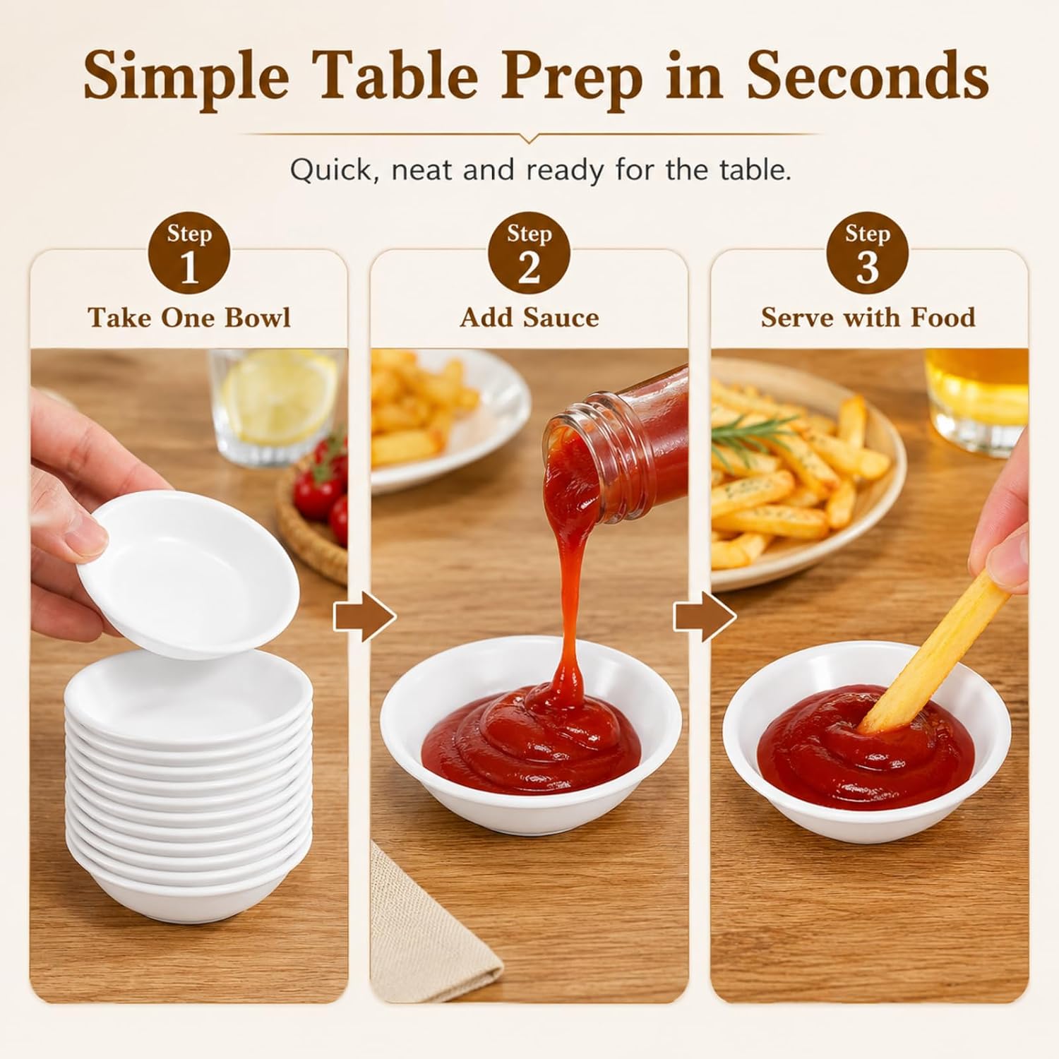 Zerodeko 20pcs Dipping Bowls, White Plastic Round Soy Sauce Dishes, Mini Condiment Bowls for Sauces, Ketchup, Vinegar, Chili Oil, Sushi, BBQ Party, Family Dinner and Restaurant Serving