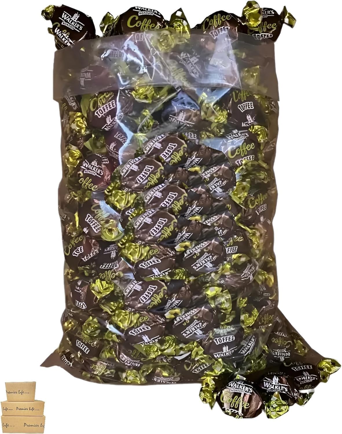 Toffee, Walker's Nonsuch Toffee Individually Wrapped, Treat Bag, British Traditional Sweets and Confectionery, 1kg In Premier Life Store Box (Coffee Toffee)