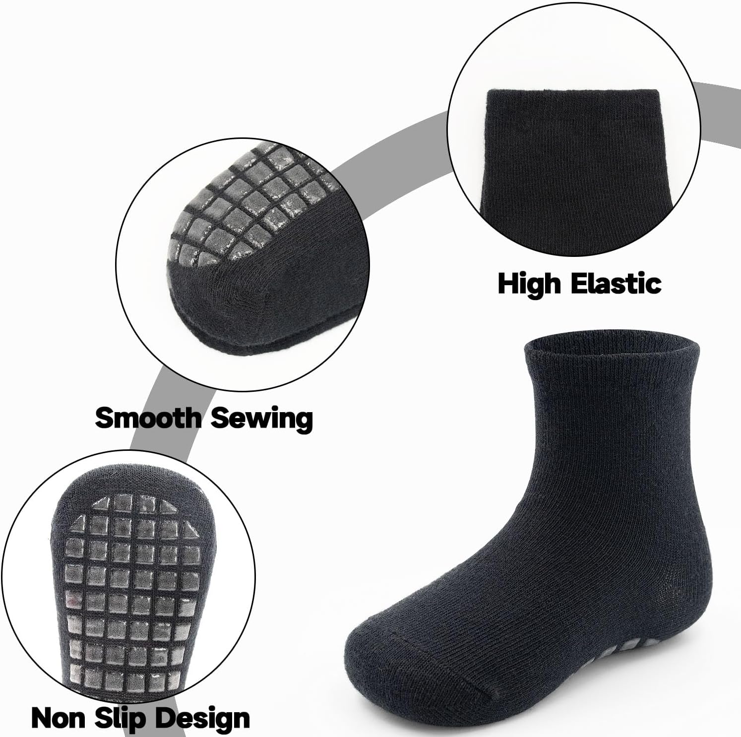 Toddler Grip Socks 15 Pairs, Non Slip Baby Socks with Grippers for Boys Girls Crew Anti Skid Kids Sock 0-7 Years - Image 4
