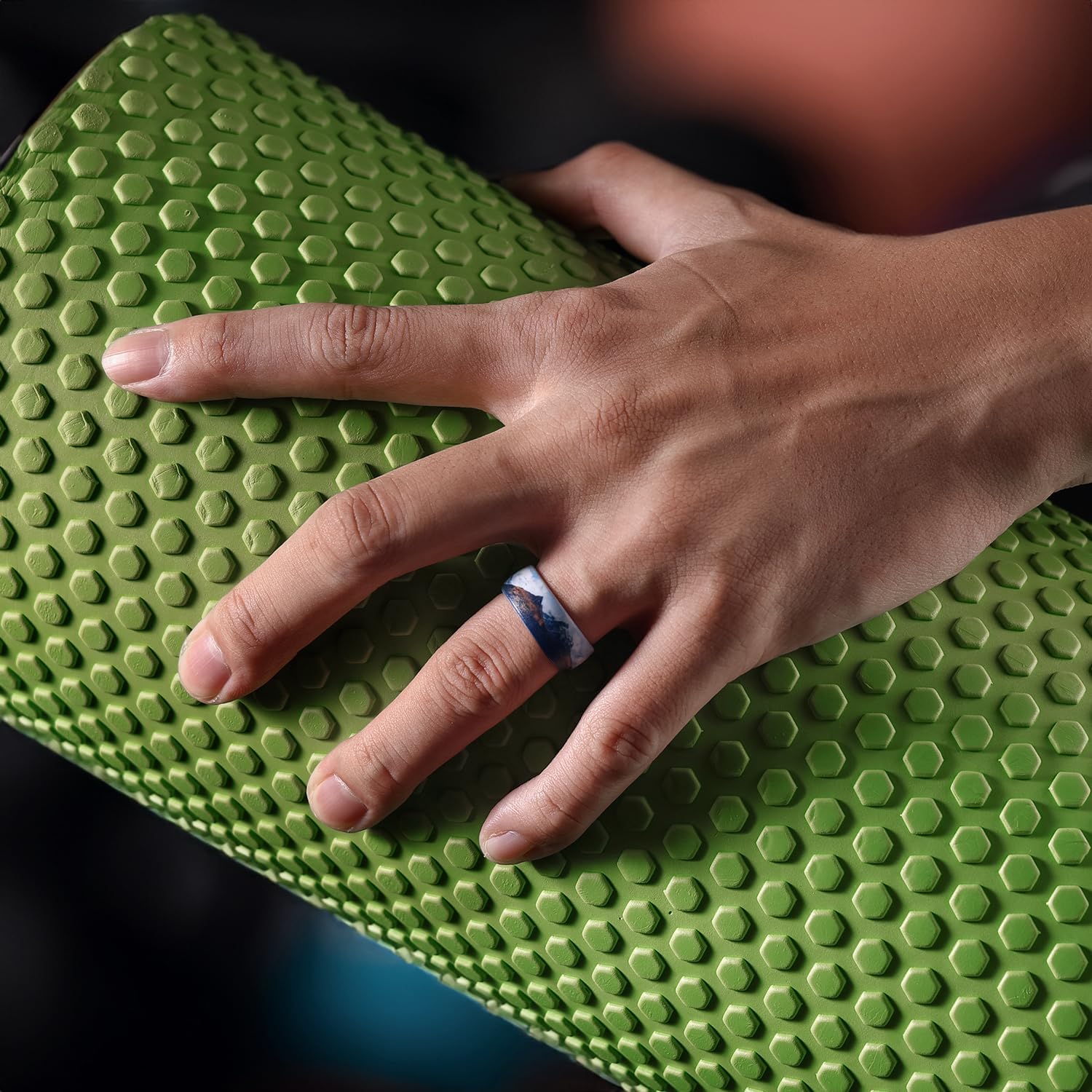 Egnaro Silicone Stylish Wedding Rings for Men, Printed Design, Breathable Rubber Bands 8mm Wide 2mm Thick with Comfort Fit - Image 5