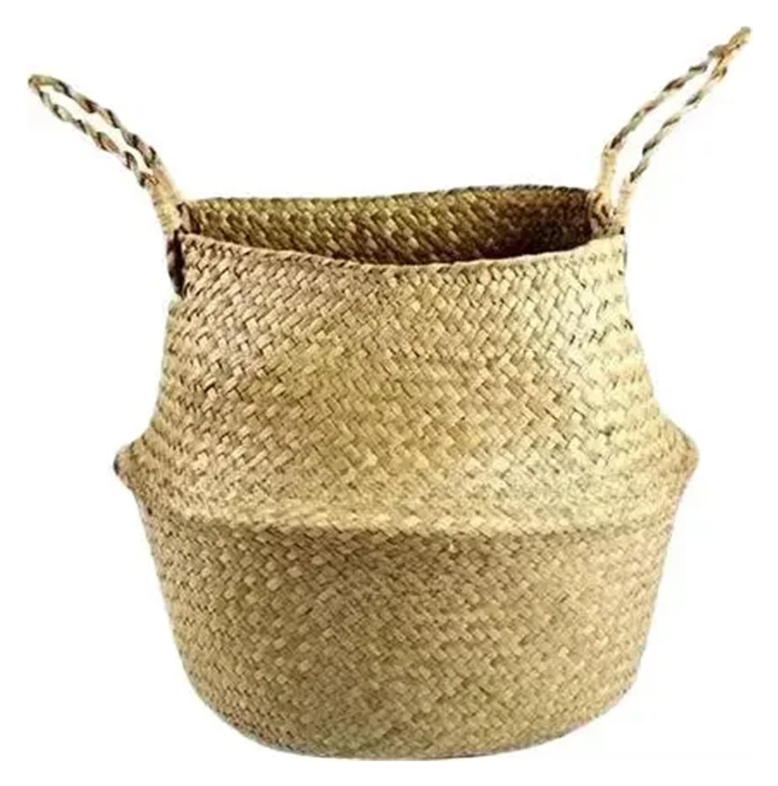 Pots de Fleurs Tressés Panier pliable tissé à la main en rotin, 3 pièces, panier à fleurs tissé en jonc de mer, panier de rangement for vêtements, décoration de la maison, panier à fleurs(Primary colo