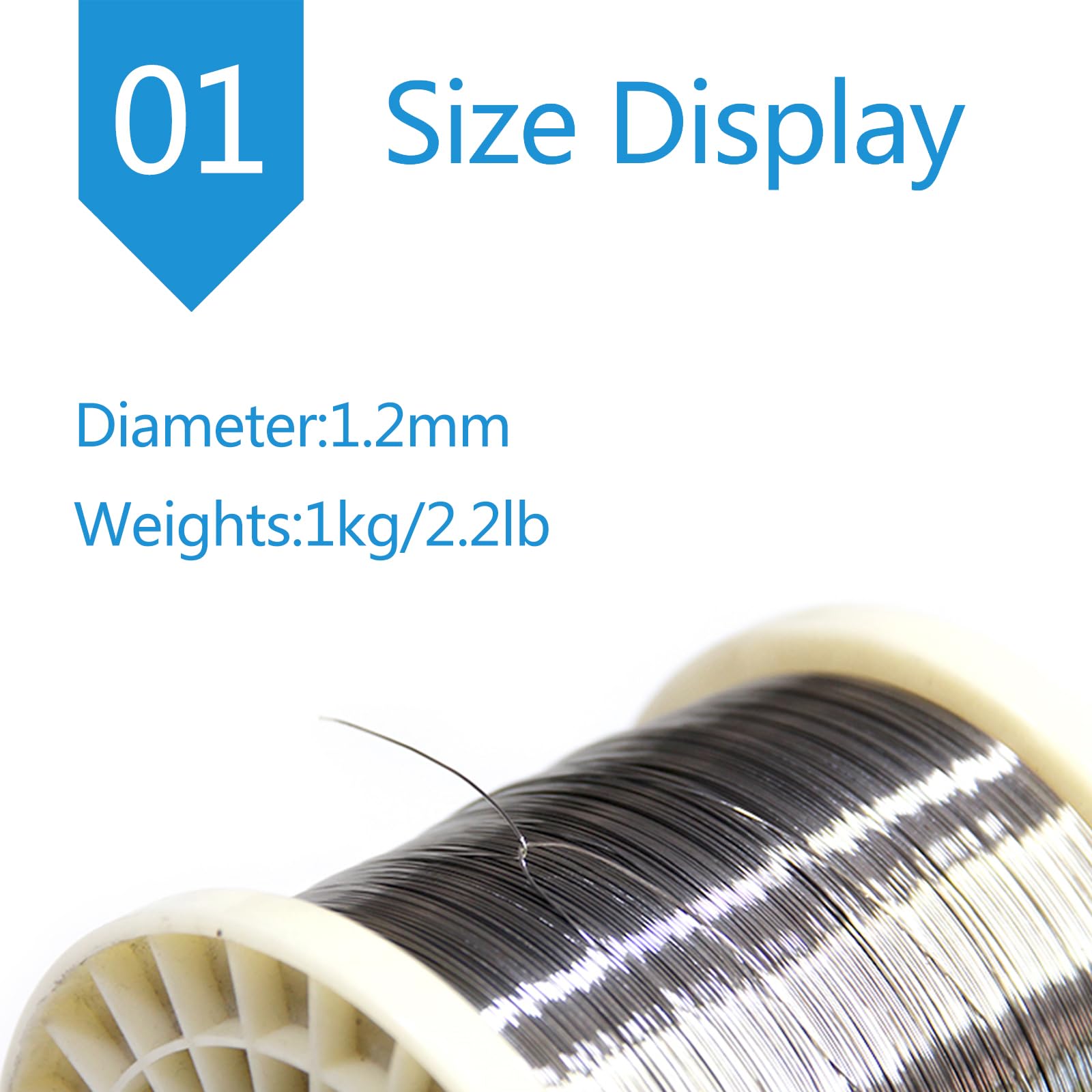 Filo di nichel, Filo piatto for riscaldamento al nicromo Filo tondo al nicromo for costruzione di macchine, lavorazione, peso 1 kg, diametro: 0,8 mm(Diameter:1.2mm)