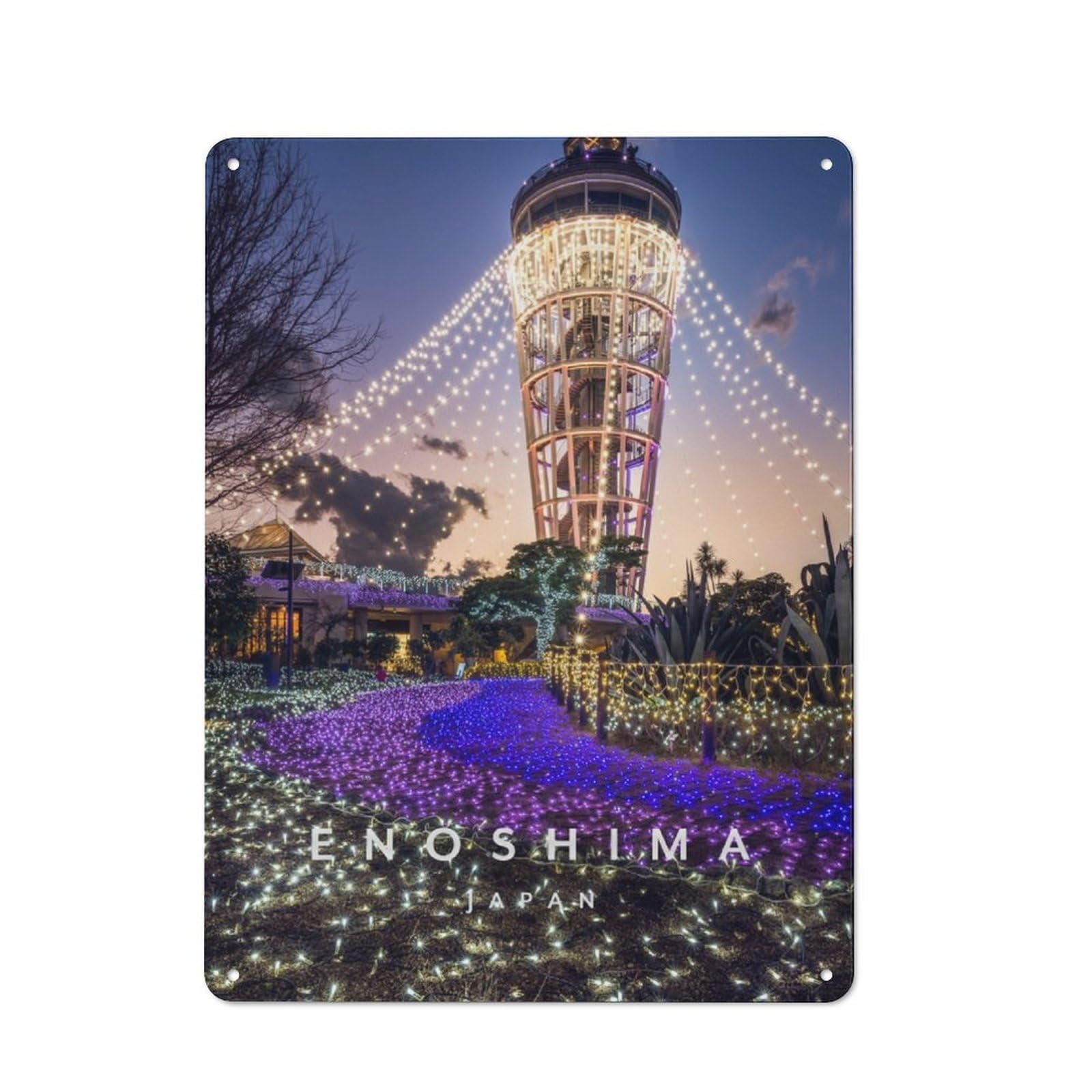 Junmoney Enoshima Observatory For Hobby Room Or Studio, Rustic Metal Sign 40X30cm, For Creative Interior Collectors Refreshing A Room In Autumn