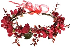 Enchanting Poinsettia Tiara with Berries and Pinecones
