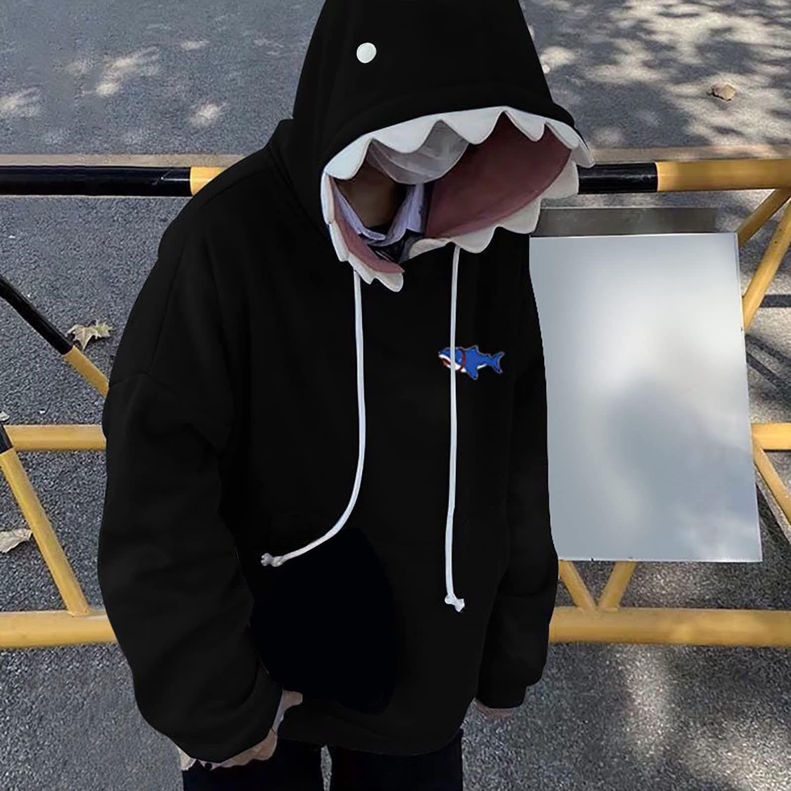 BAPE Sweat à capuche imprimé requin 9 couleurs avec fermeture éclair pour homme et femme, bleu clair, XXL