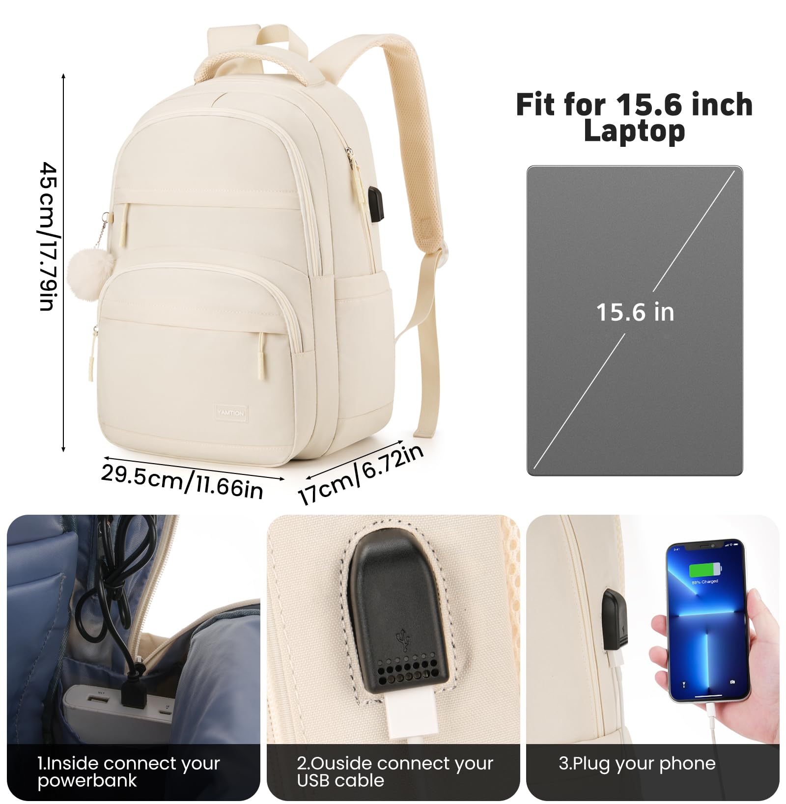 YAMTION Borsa da scuola per donne e ragazze, zaino per computer portatile per studenti universitari borse per la scuola secondaria zaino per libri, zaino Mochilas Mujer Morrales Escuela