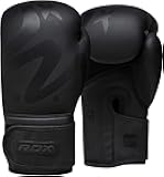 RDX Boxing Gloves Sparring Muay Thai Pro Training, Maya Hide Leather, Kickboxing Heavy Punching Bag Focus Mitts Pads Double End Ball Workout, MMA Fitness Gym Bagwork, Ventilated Palm, Men Black