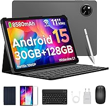 DOOGEE Tab A9 Pro+ Android 15 Tablet con Teclado y Lápiz, 30GB+128GB/2TB Tablet 11 Pulgadas Octa-Core, 8580mAh/5G WiFi/Widevine L1/ Doble Altavoz/Face ID/OTG/3.5mm Jack Tablets Niños con Funda & Raton