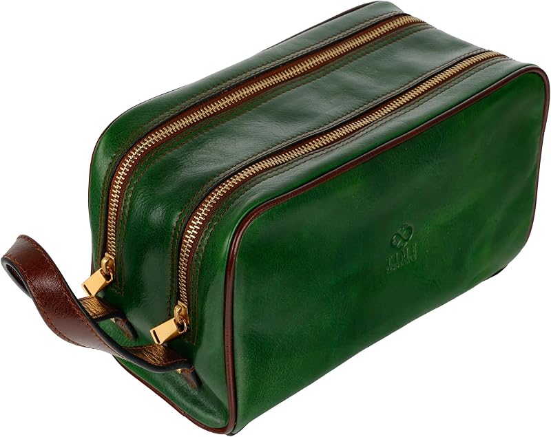 Necessaire de Couro Time Resistance Verde com Zíper