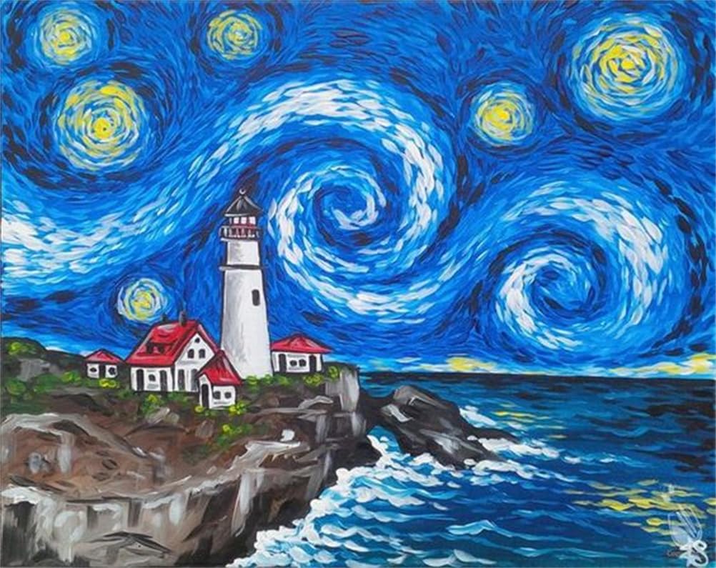 Meecaa Cross Stitch Kits 11 Count Stamped, Starry Sky Van Gogh Embroidery Kit with Accessories Pre Printed (36CMx46CM) (Starry Sky)