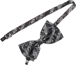 VICASKY Men Bowtie Music Notes Bow Tie Festival Fun Pattern Bow Tie Men Formal Bowtie Novelty Pre-Tied Satin Bow Tie Wedding Black Bow Ties