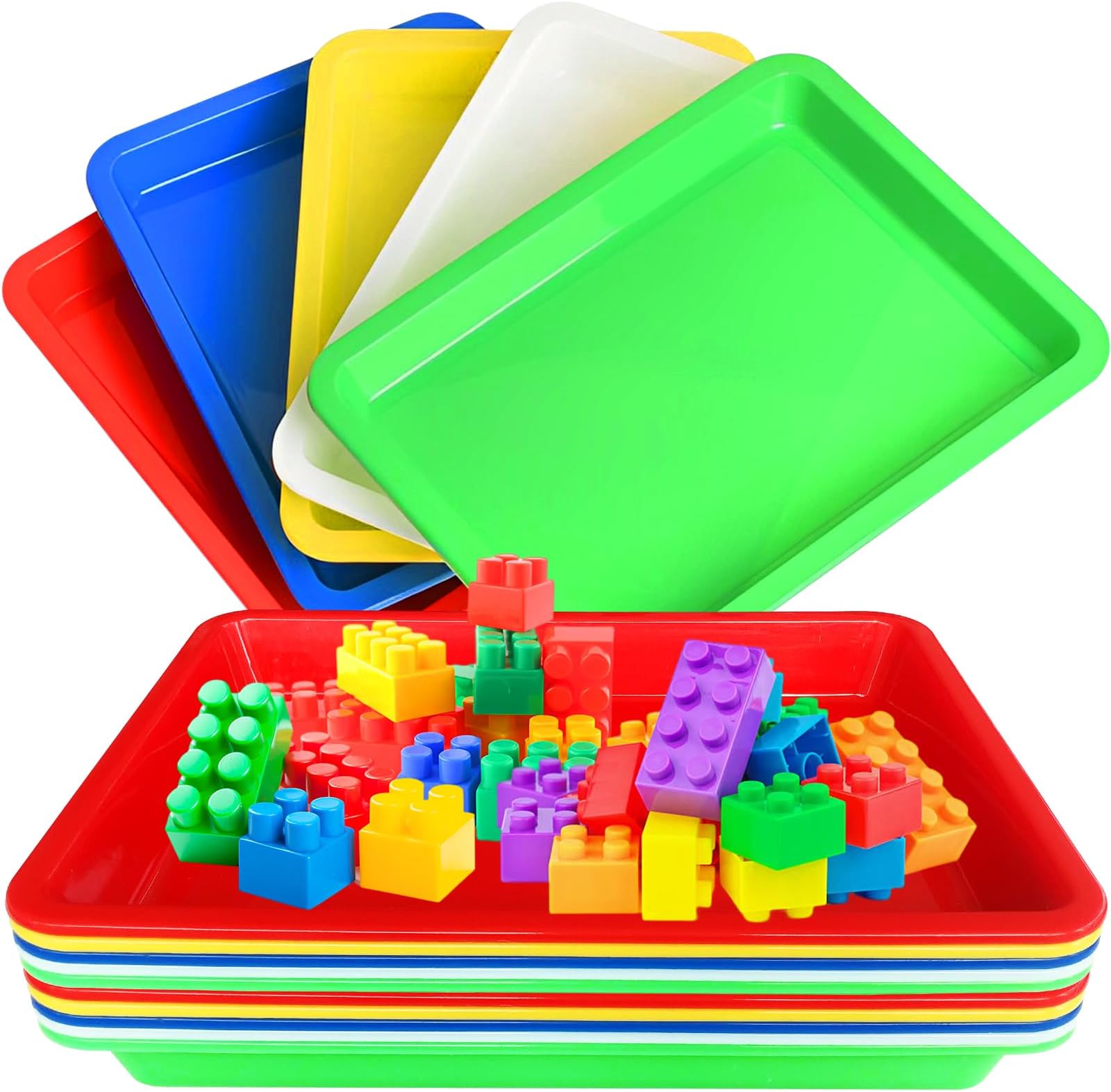 10 Pack Plastic Art Trays for Adult Crafts, Large Multicolor Activity Trays for DIY Projects, Painting, Beading, Jewelry Making, Resin & Workspace Organization
