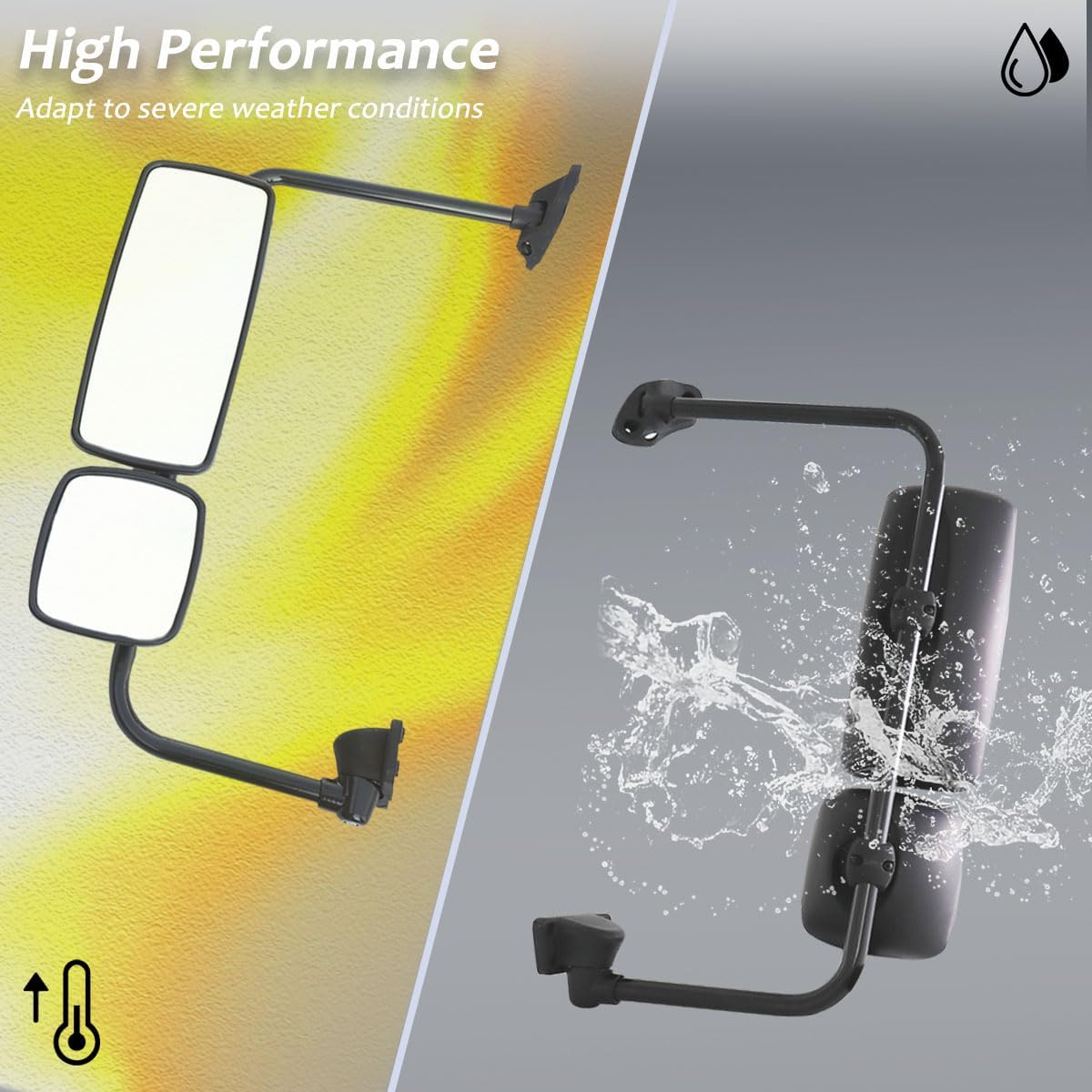 Door Mirror Assembly for Freightliner M2, Door Mirror with Arm Fit for Freightliner M2 2004-2016 Truck (Painting (Black), Left)