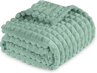 Yameishy Fleece Baby Blanket for Unisex, Ultra Soft Plush 3D Grid Square Design Blankets for Newborn Infant Kids Puppy Cat 30 x 40 Inch (Sage Green)