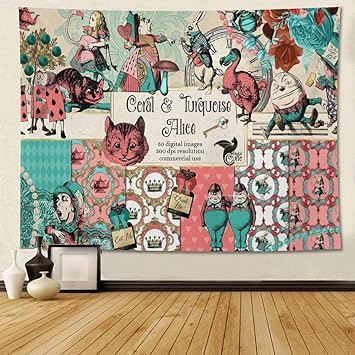 Amazon Co Jp 不思議の国のアリス 5 タペストリー おしゃれな壁掛け インテリア ファブリック装飾用品 モダンなアート 多機能 模様替え 部屋 窓カーテン 個性ギフト 新居祝い105cmx60cm ホーム キッチン