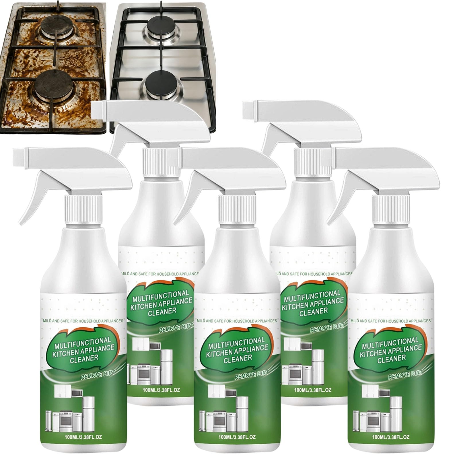 Limpiador de utensilios de cocina, spray desengrasante para horno, freidora de aire caliente y quitagrasa, limpiador de manchas de aceite de alto rendimiento para fogones, campana extractora y