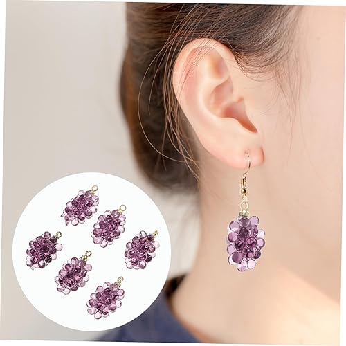 Miniatura 4 de COHEALI 6 piezas de cristal con colgante de uva hecho a mano, pulsera vintage de fruta de uva, dijes de frutas, collar de uva, colgante de resina