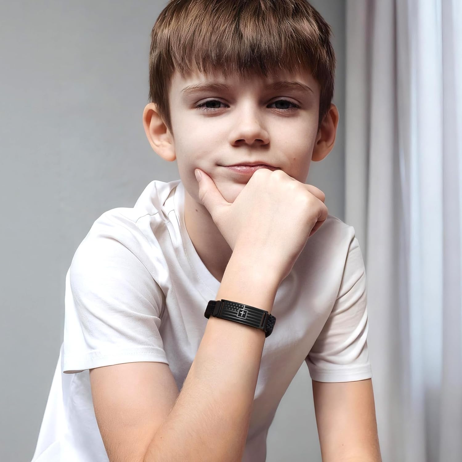 VNOX American Flag Cross Bible Verse Bracelet for Men Teen Boys Kids Stocking Stuffers,Religious Christian Jewelry Mens Easter Valentines Baptism Birthday Gift Ideas - Image 4