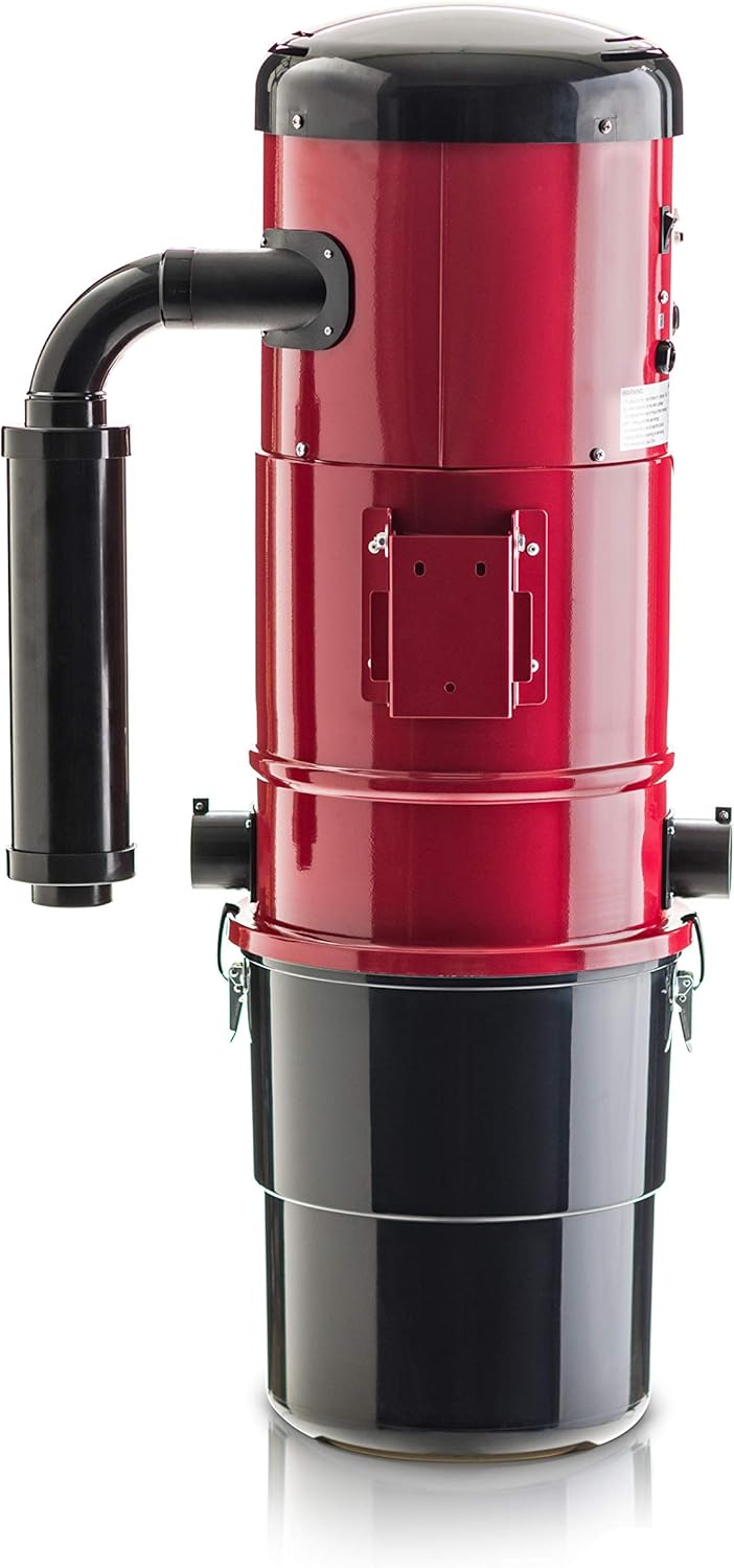 Back view of the Prolux CV12000 Central Vacuum Unit showing mounting brackets and ports