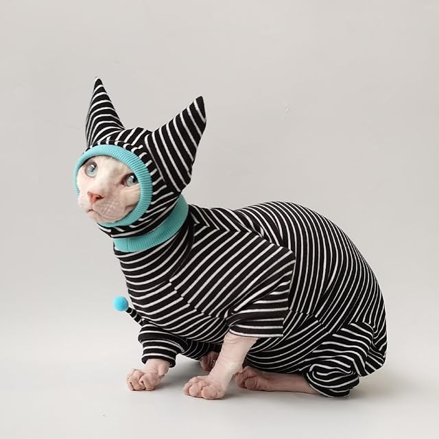 Foto 6 de 7 de UOSIA Ropa para Gatos Sphynx, Pijamas con Gorro y Cubierta para la Cola
