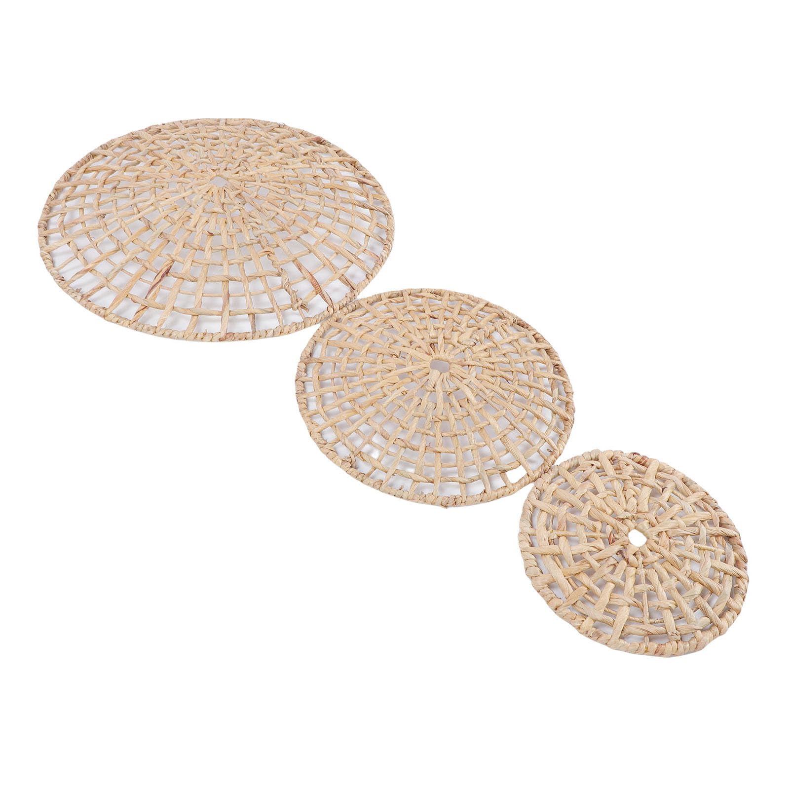 AYNEFY Canasta Colgante Redonda de Estilo Rústico para Pared Decoración de Pared Tejida a Mano con Diseño 3D para Decoración de Interiores en el Hogar 50cm 35cm 25cm