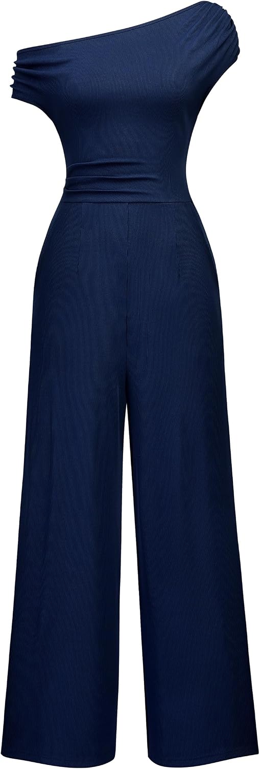 Miusol Women's Sexy One Shoulder Casual Jumpsuit With Pockets One Piece Romper