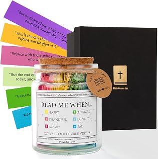 Read Me When Bible Verses Jar Religious Christian Gifts for Women Men, Christian Devotionals for Women Catholic Faith, Color Coded Bible Verses in a Jar, Inspirational Gifts for Women Religious (A)