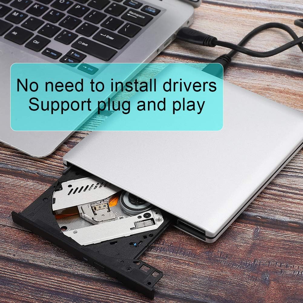 Best Cyber Monday 🔥 Richer-R External CD DVD Drive, USB3.0 3D 4K Blu-Ray External Optical Drive DVD Burner Desktop Laptop Accessory for Windows8 / Vista / 7/8.1/10 / Linux/iOS System