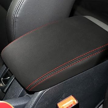 O SHI CAR Center Console Armrest Cover for VW Volkswagen Golf 6 MK6 2010 2011 2012 2013,Leather Middle Console Lid Cover Pad Protector Elbow Arm Rest Covering Car,Black Red