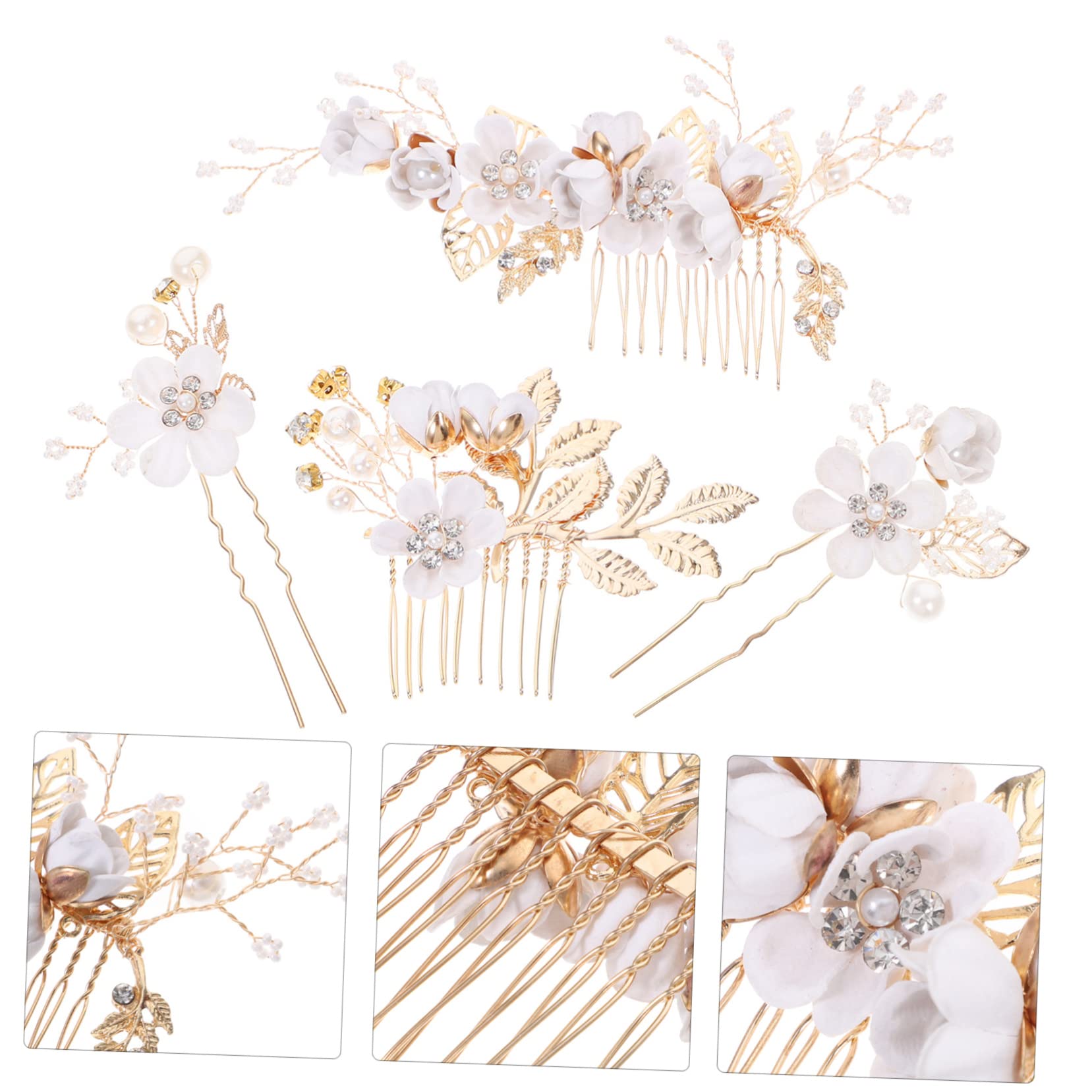 Abaodam 12pezzi Pettinini e Bacchette Floreali Per Accessori Da Sposa Eleganti Per Matrimoni e Occasioni Speciali