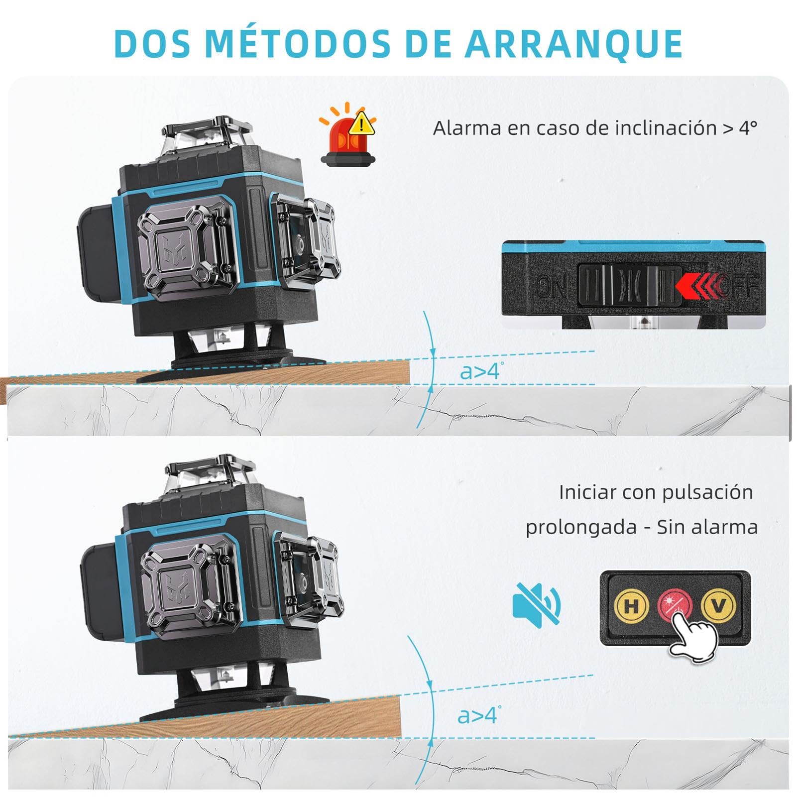 Nivel Laser Autonivelante 4 x 360° - ansigtny 4D 16 líneas Verde Nivel Láser Multifuncional Profesional Laser Level con 1.5 M Trípode & 6000 mAh Batería Recargable