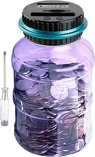 Large Piggy Bank for Adults Kids, Vcertcpl Digital Coin Counting Bank with 1.8L Capacity, Great Coin Bank Money Jar for Adults Kids with Saving Goals, Bank for All US Coins (Purple B)