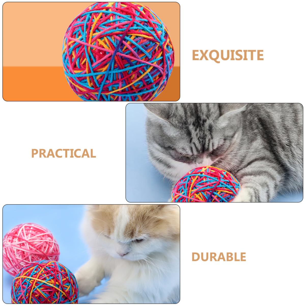 ifundom Interactive Cat Balls Portable Chew Plaything for Kittens Durable Squeaky Balls Engaging Design for for Endless Fun
