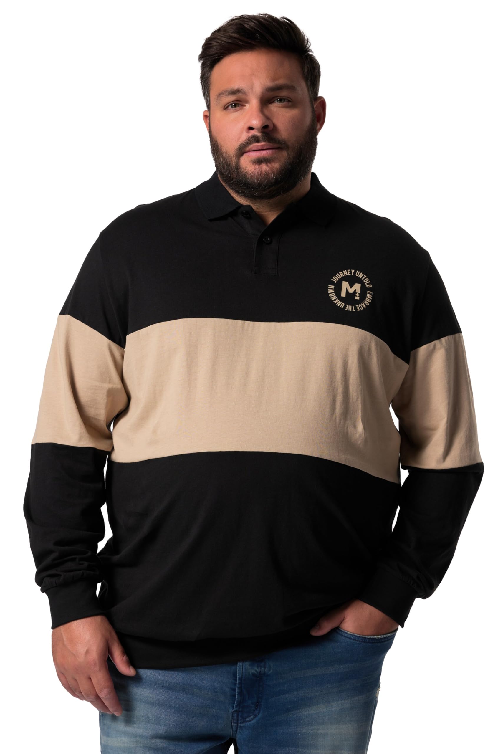 Men Plus Herren große Größen Übergrößen Menswear L-8XL Poloshirt Bauchfit, Langarm, Rugby 836015