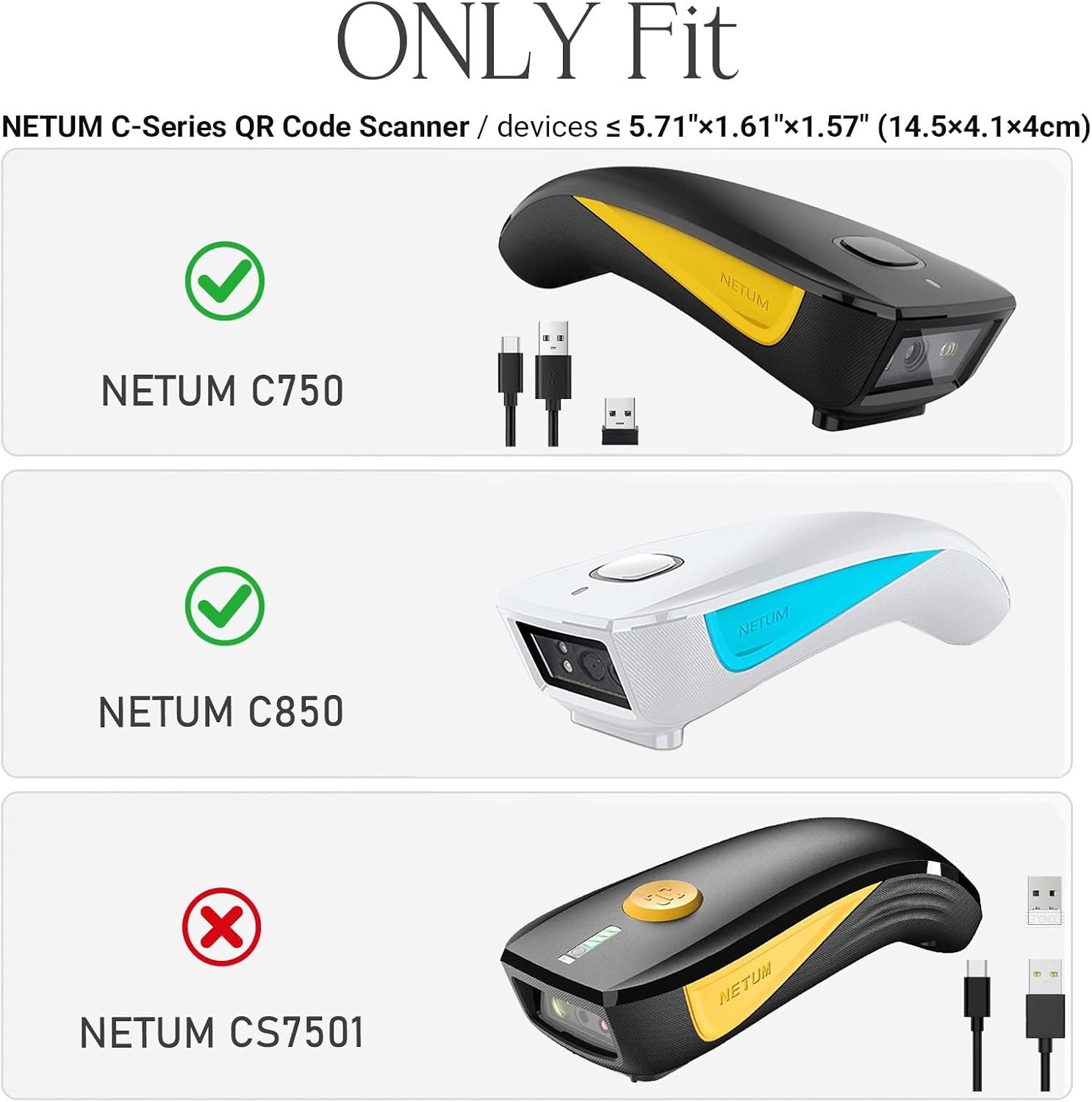 Case for NETUM QR Code Scanner Mini Barcode Scanner Bluetooth Compatible C750 / C740 / C990 / C850 / C830 / C300 - Hard Protective Travel Carrying Storage Bag (Black) image 2