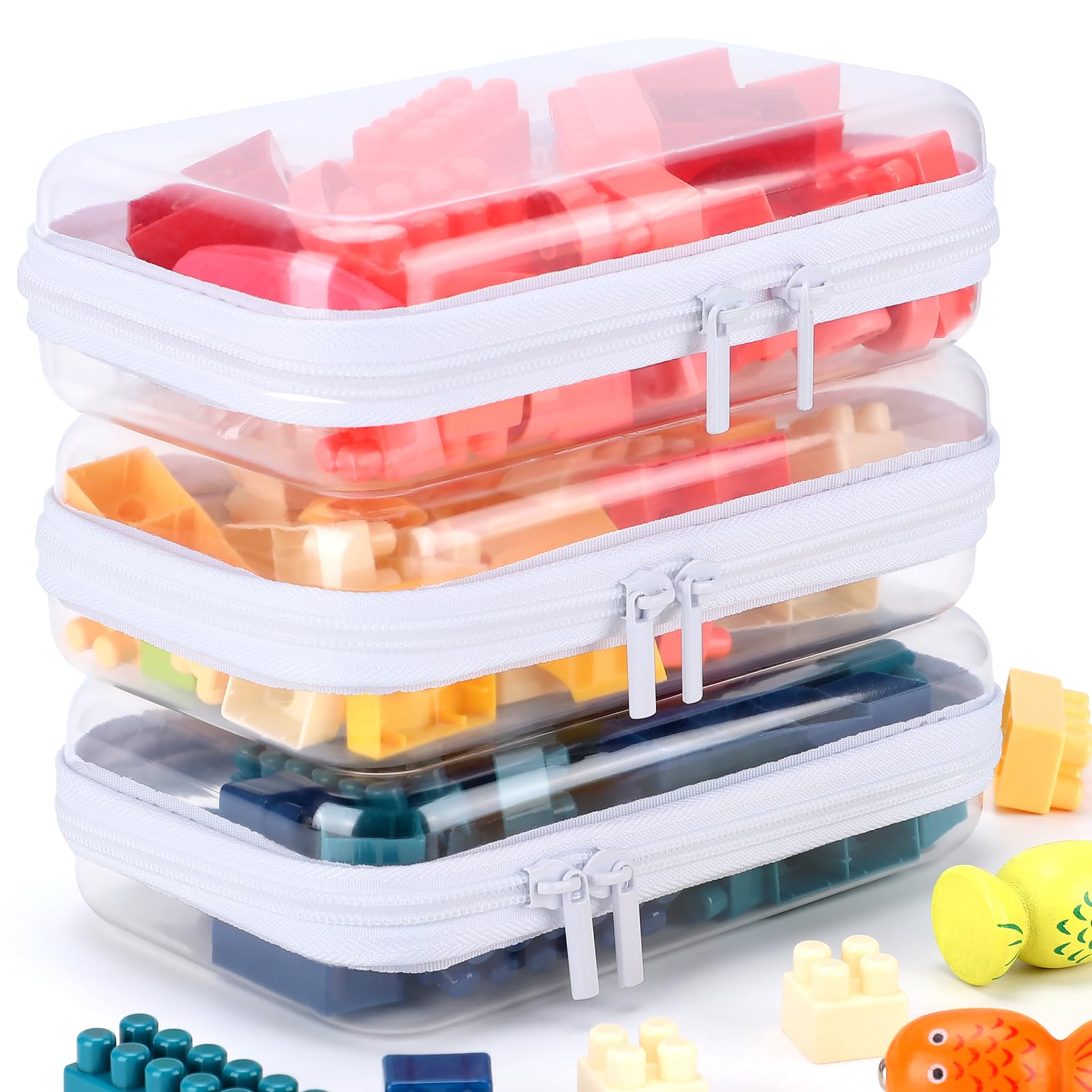 YOPCDJ 3 Pack Clear Hard Shell Zipper Case, Clear Zipper Pouches Waterproof Makeup Organizer & Travel Toiletry Bag, Plastic Pouch for Office Home