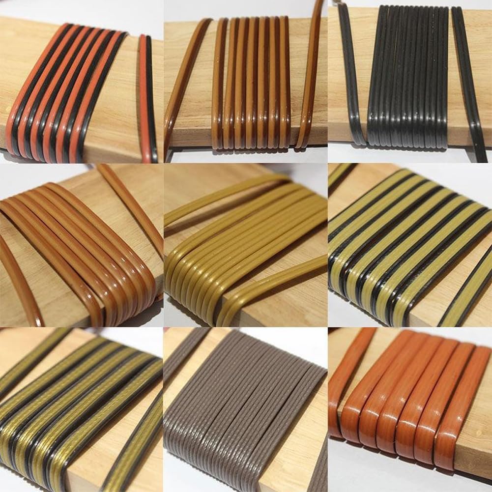 Queenbox 4mm 196.8ft Striped Flat PVC Rattan, Faux Wicker Repair Knit Basket Material for Furniture Sofa Chair Bag Replacement, Pattern 04