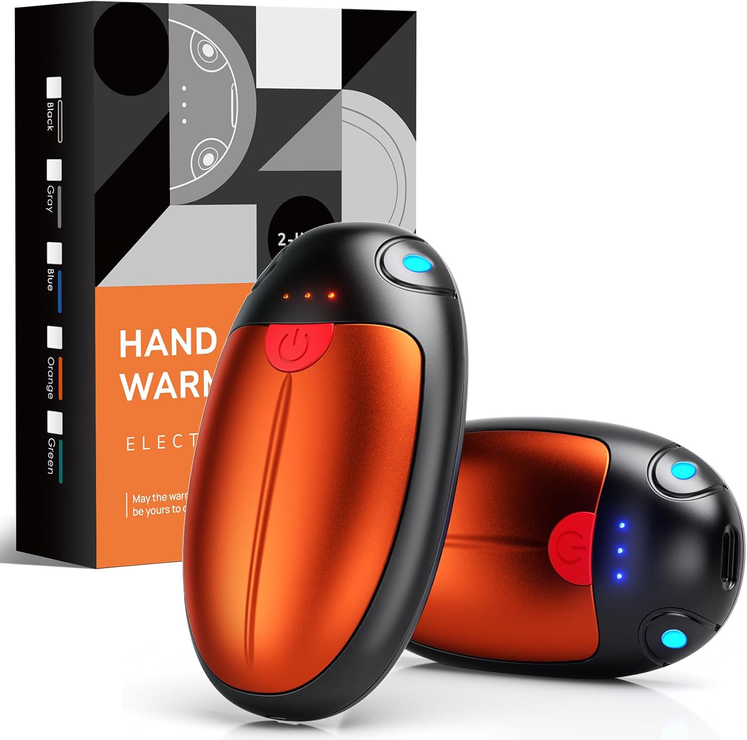 Hand Warmers Rechargeable, 2 Pack Portable Pocket Hand Warmers, 20Hrs Long Heating Double Warm Electric Handwarmers, Reusable Heater for Outdoors, Camping, Hunting, Golf, Fishing