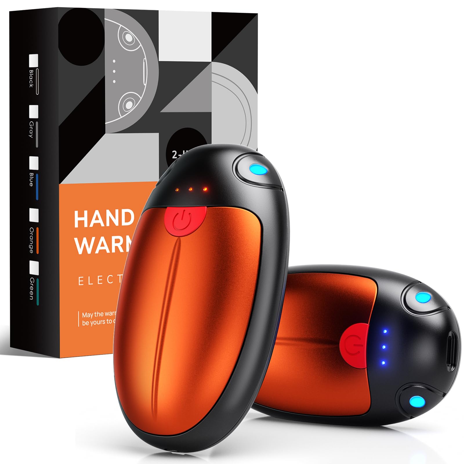Hand Warmers Rechargeable, 2 Pack Portable Pocket Hand Warmers, 20Hrs Long Heating Double Warm Electric Handwarmers, Reusable Heater for Outdoors, Camping, Hunting, Golf, Fishing