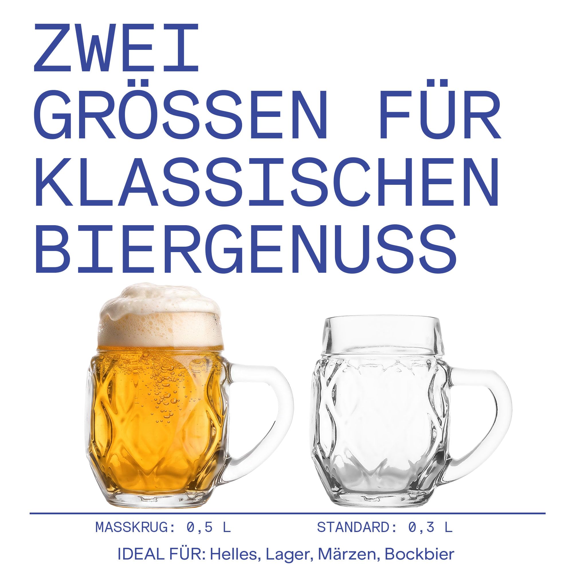 Oberglas Landsberg Bierkrug Soda-Lime-Glas 500 ml, 6er-Set