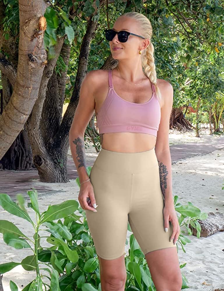 Aoliks Biker Shorts Women with Pockets - 8" High Waisted Tummy Control Running Workout Spandex Gym Volleyball Yoga Shorts - Image 3
