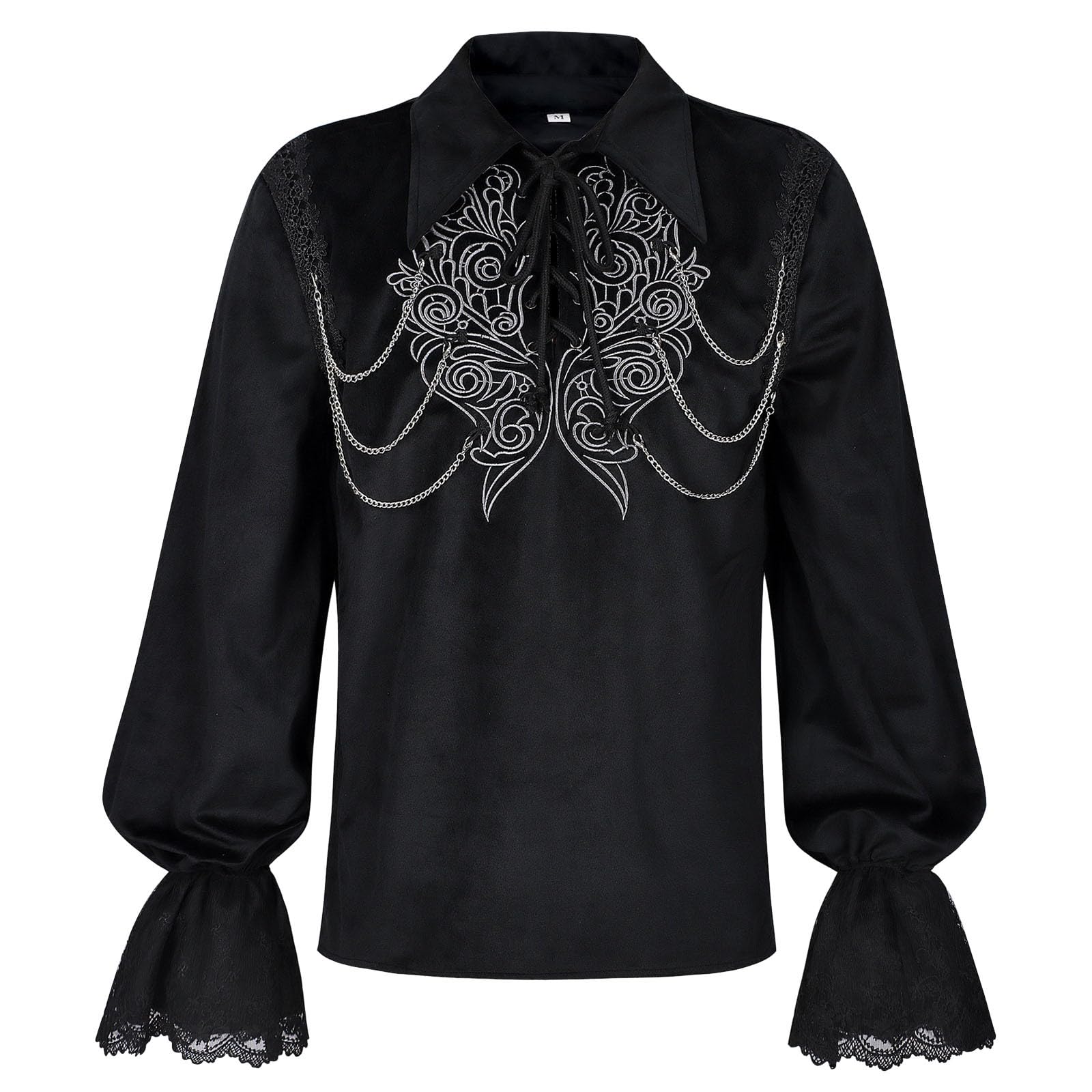 Camisa de Hombre-Camisa de Terciopelo Estilo Gótico Punk para con Mangas Largas y Cuello para Actuaciones Escénicas