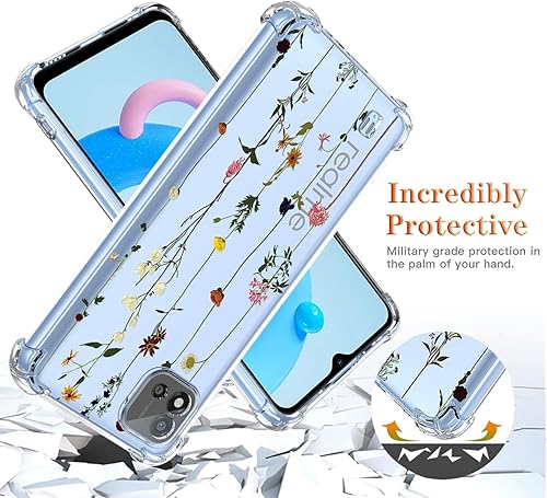 Miniatura 7 de Funda para teléfono para Realme C20 y Realme C20ARealme C11 2021 RMX3063 con protector de pantalla, funda transparente con patrones de jardín de
