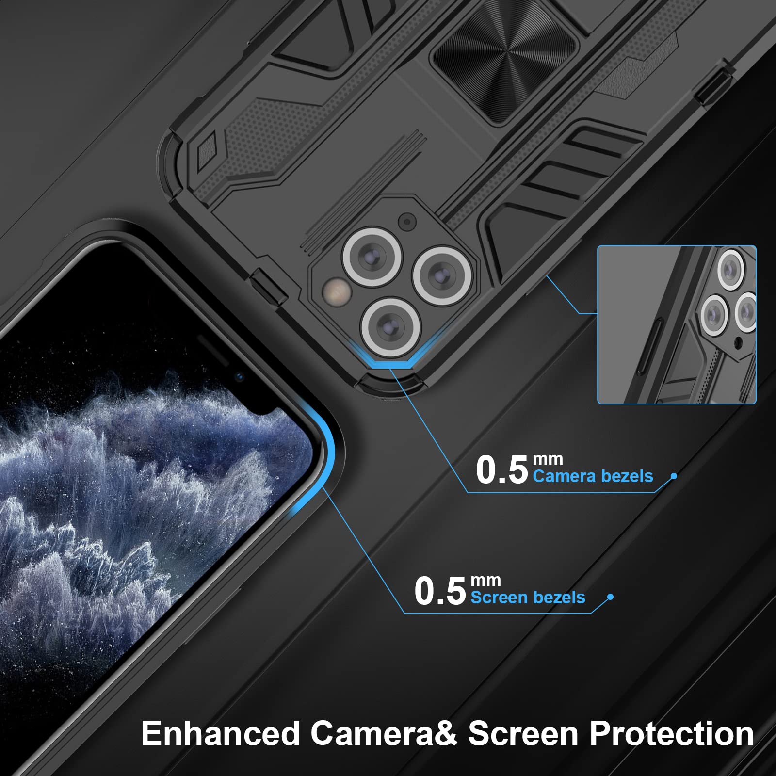 Funda para Xiaomi Redmi Note 15 Pro 5G, Carcasa Antigolpes con Soporte anular metálico, Case Protectora de Grado Militar, Azul — view 220