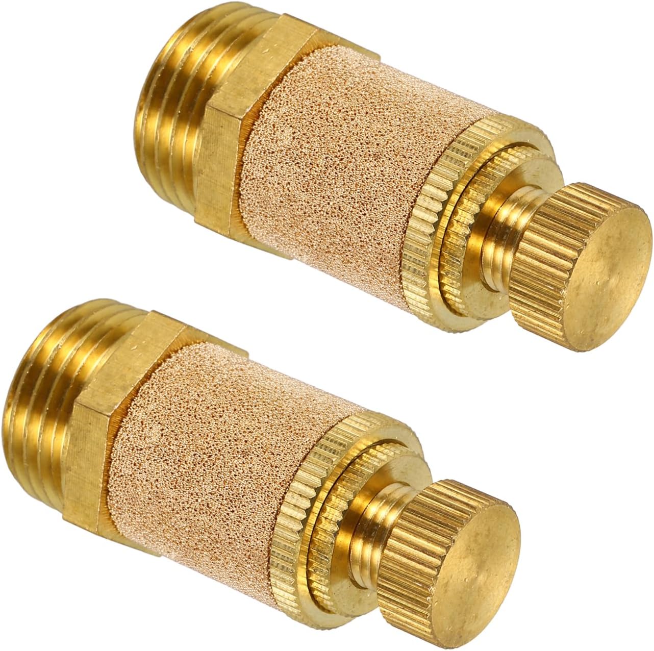 MECCANIXITY 2pcs Male Air Pneumatic Mufflers 1/2" NPT Sintered Bronze Muffler Air Line Fittings for Pneumatic Tool and Industrial Machinery
