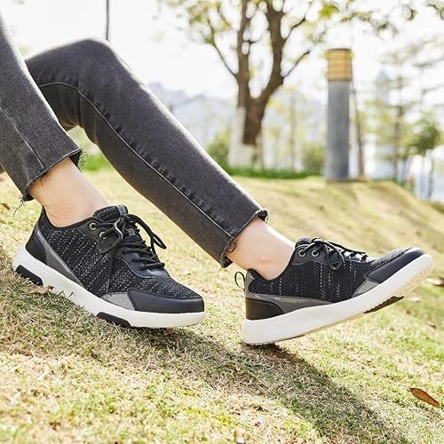Miniatura 2 de OrthoComfoot Zapatos ortopédicos para caminar para mujer con soporte de arco: cómodas zapatillas de deporte de moda para fascitis plantar, W1-negro