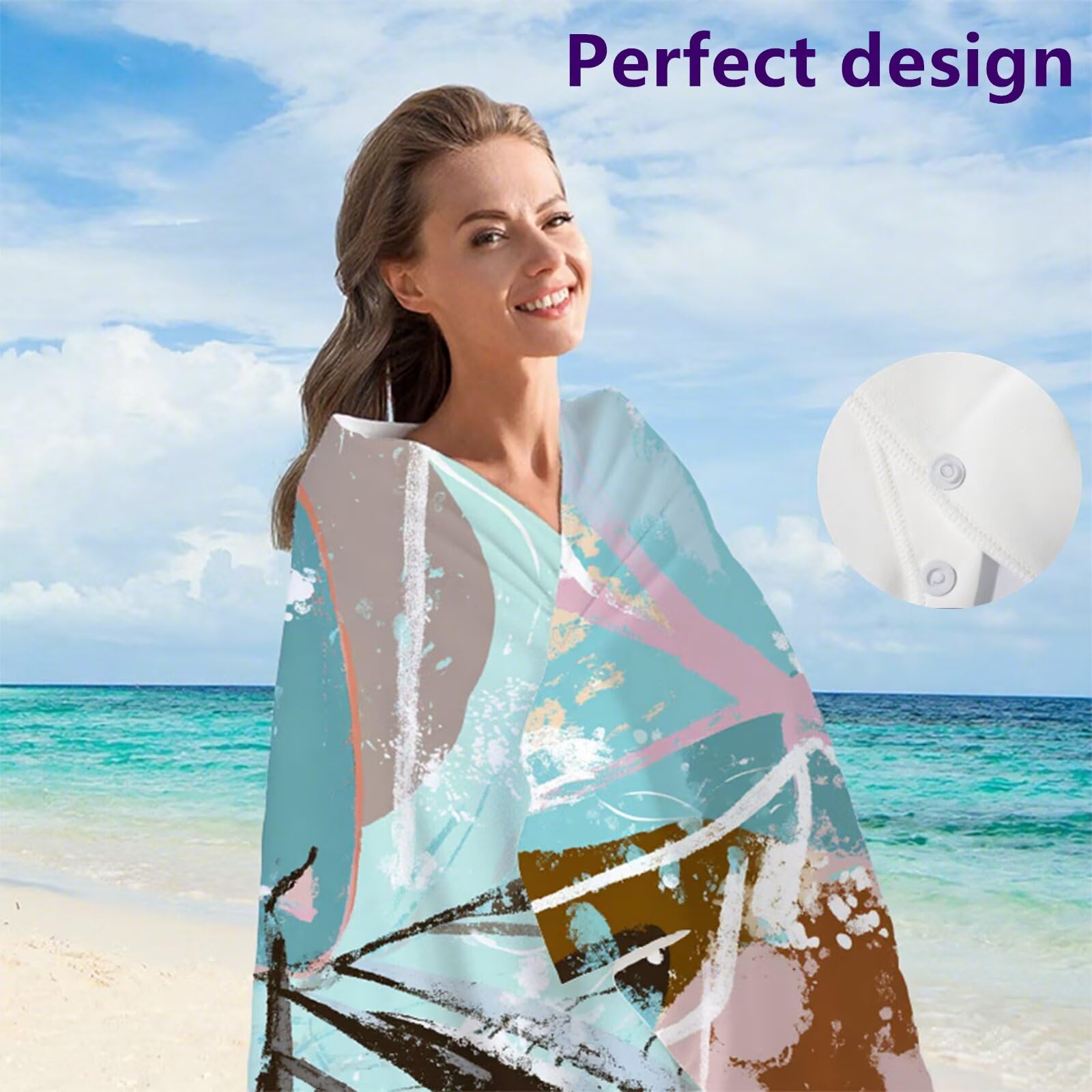 Telo Mare Microfibra 90x180 cm Telo Mare Grande, Asciugamano Palestra Assorbente Asciugatura Rapida, Asciugamano Mare Antisabbi Stuoia Spiaggia per Piscina, Viaggio 2 Set- Piante Astratte G1-664